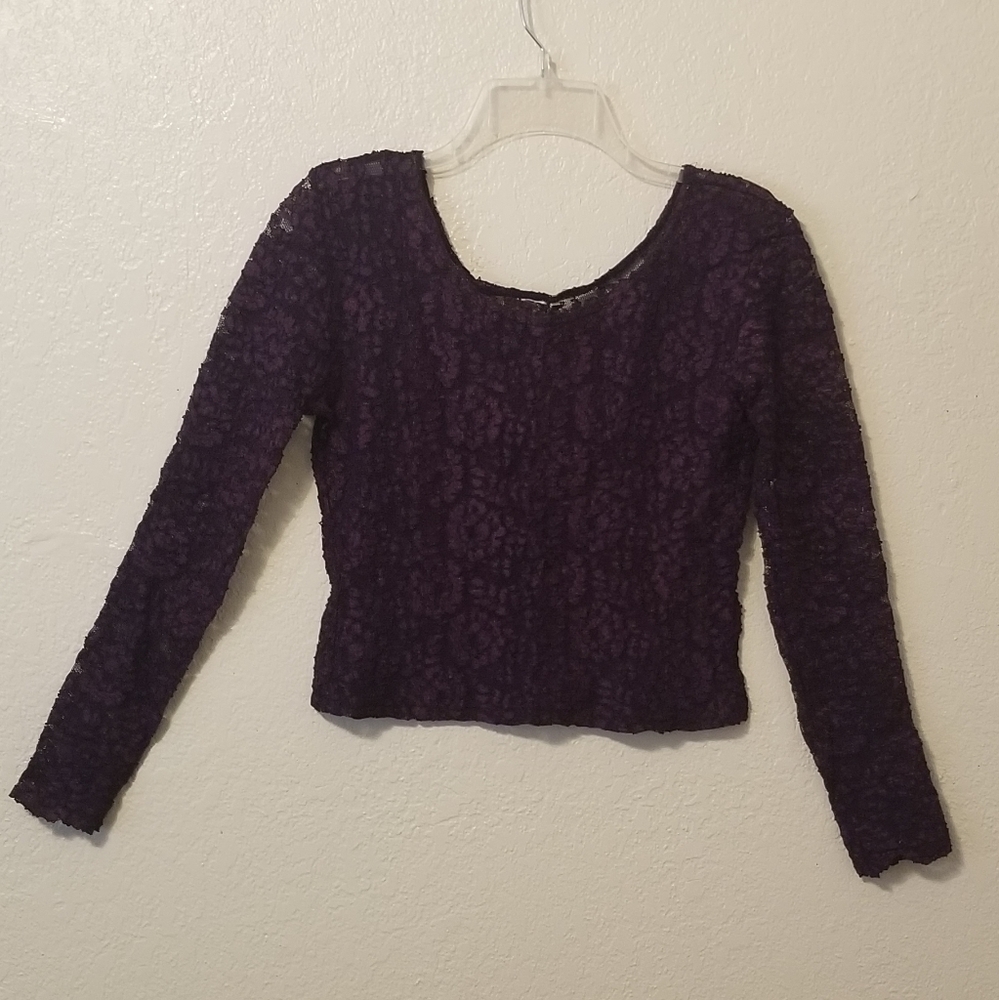 Dark Purple Lace Long Sleeve Top
